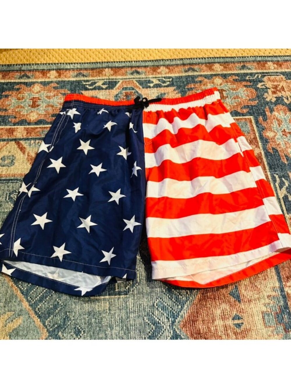 American Flag Mens Swim Trunks 3XL Stars Stripes Pockets Patriotic